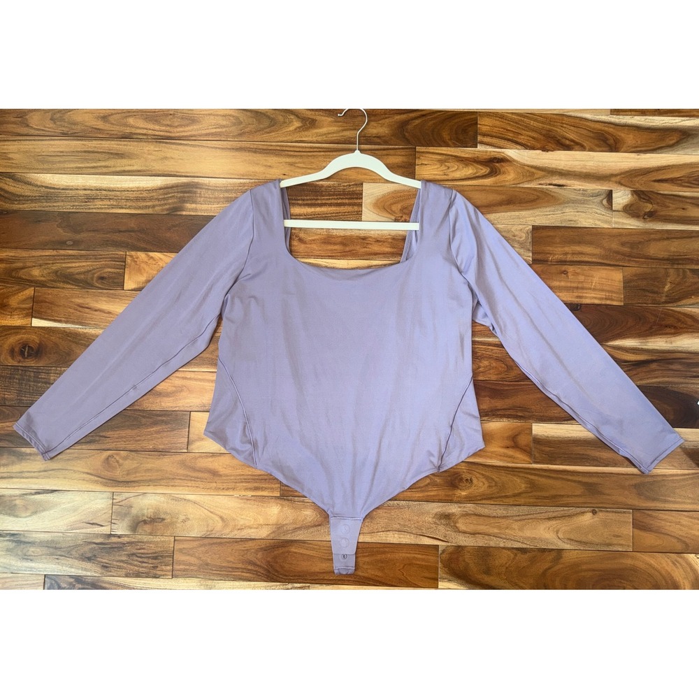 Lululemon Nulu Square-Neck Long-Sleeve Bodysuit Purple Ash 1X NWT